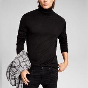 And Now This Men's Solid Black Turtleneck Sweater